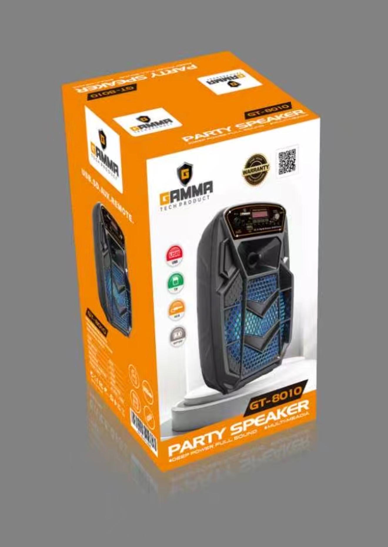 GAMMA GT-8010 8-Inch Portable Rechargeable Bluetooth Party Speaker with Dynamic LED Grille and Remote Control - Image 2