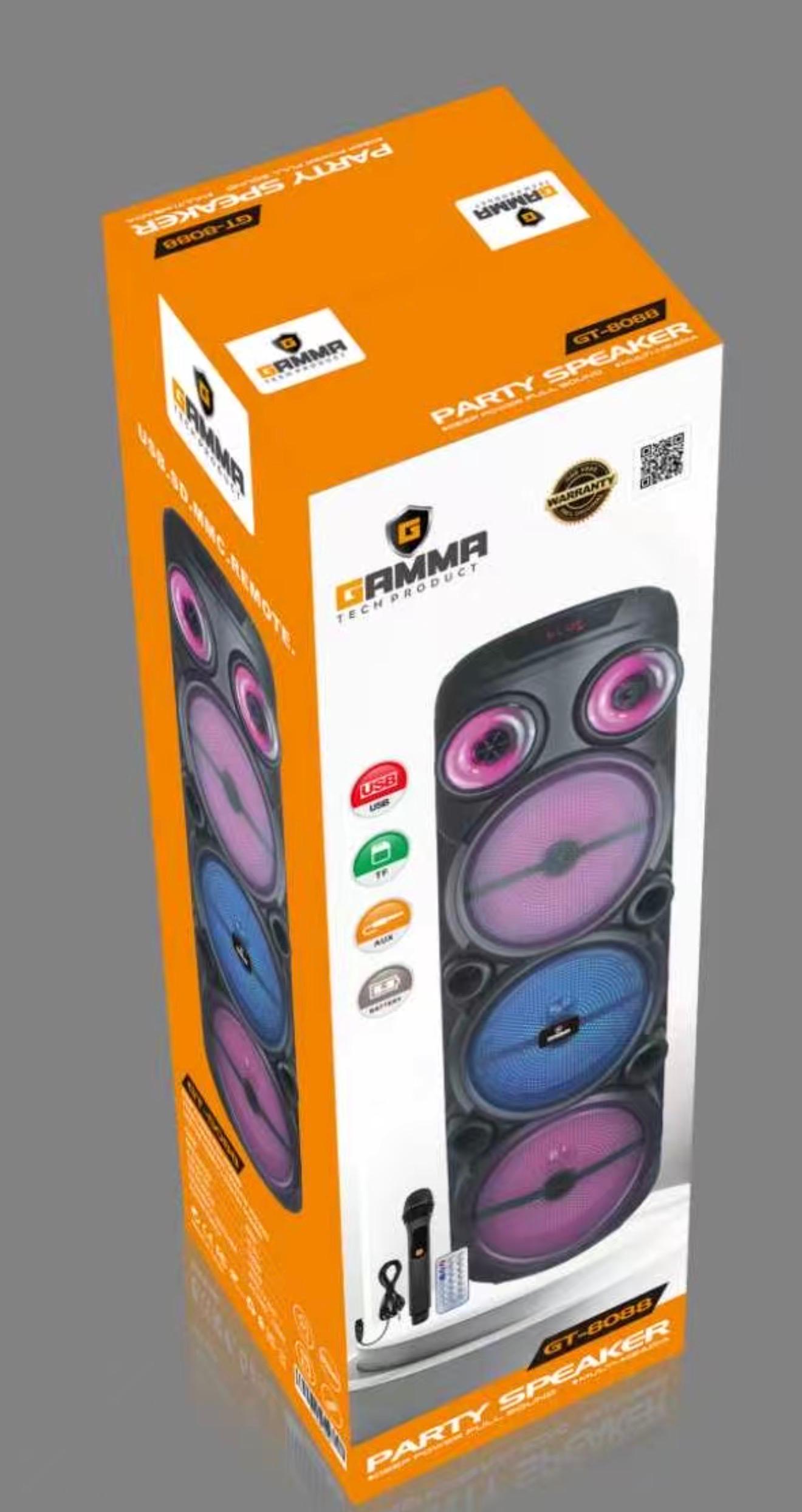 GAMMA GT-8088 8-Inch Portable Rechargeable Bluetooth Party Speaker with Multi-Zone RGB Lighting and LED Display - Image 2
